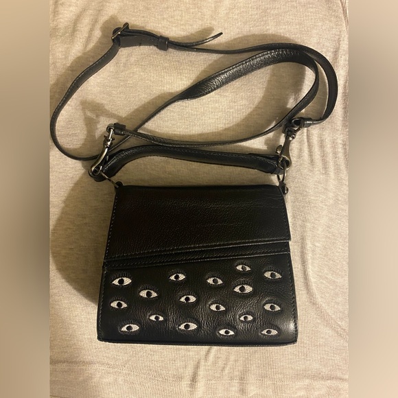 Min & Mon black Anastasio micro crossbody leather bag- eyes all over - Picture 2 of 7